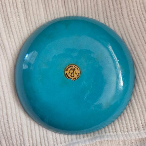 VTG Steinbock Enamel Over Metal Plate Trinket Dish Hand Painted Austria 5.75" - Picture 4 of 6